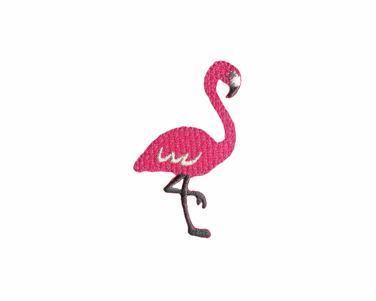 Bestickte Applikation FLAMINGO auf Webstoff, Prym
