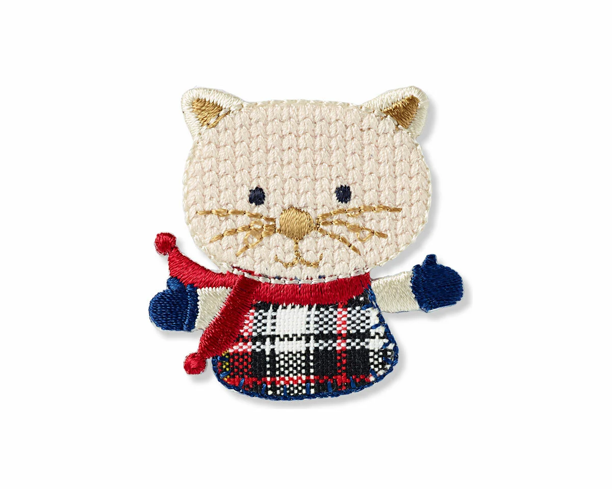 Bestickte Applikation KATZE mit Karo, Prym