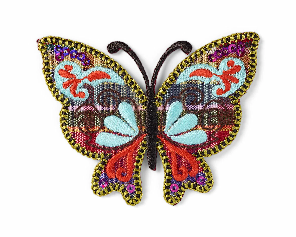 Bestickte Applikation SCHMETTERLING mit Karo, Prym