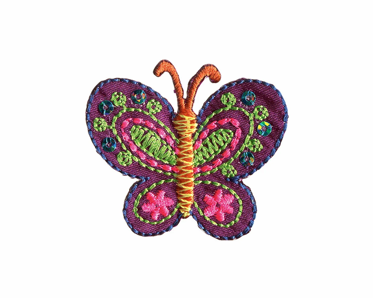 Bestickte Applikation SCHMETTERLING mit Pailletten, Prym