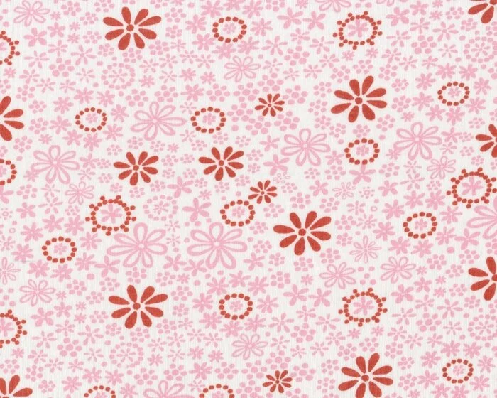 Bio Baumwolljersey EMBROIDERY KNIT, Blümchen, rosa-rotbraun