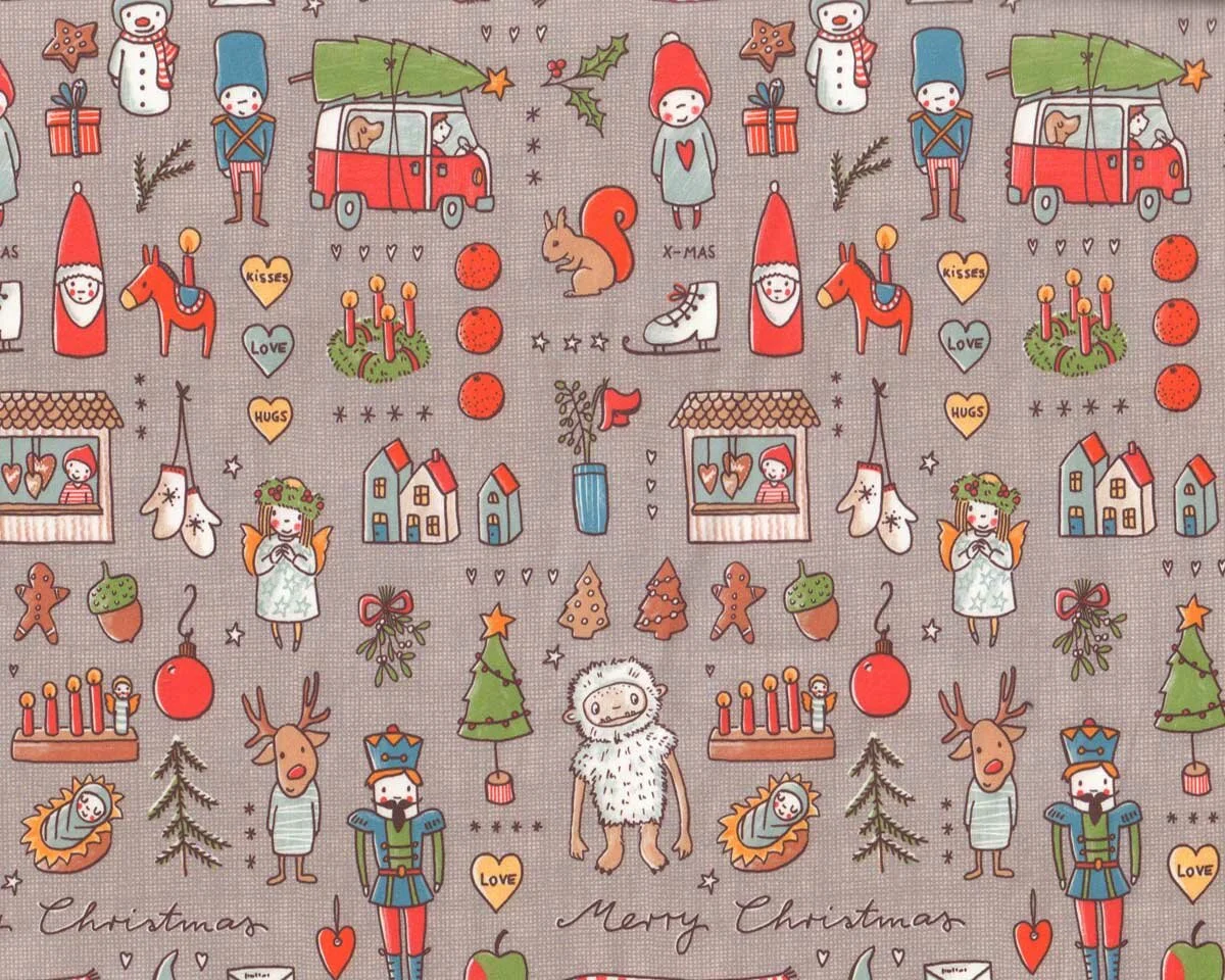 Bio-Baumwollstoff WEIHNACHTSDOOODLE, Susalabim