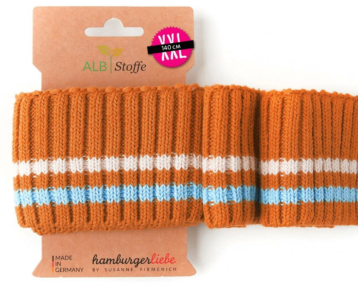 Bio-Bündchen CUFF ME COZY STRIPE, orange-blau