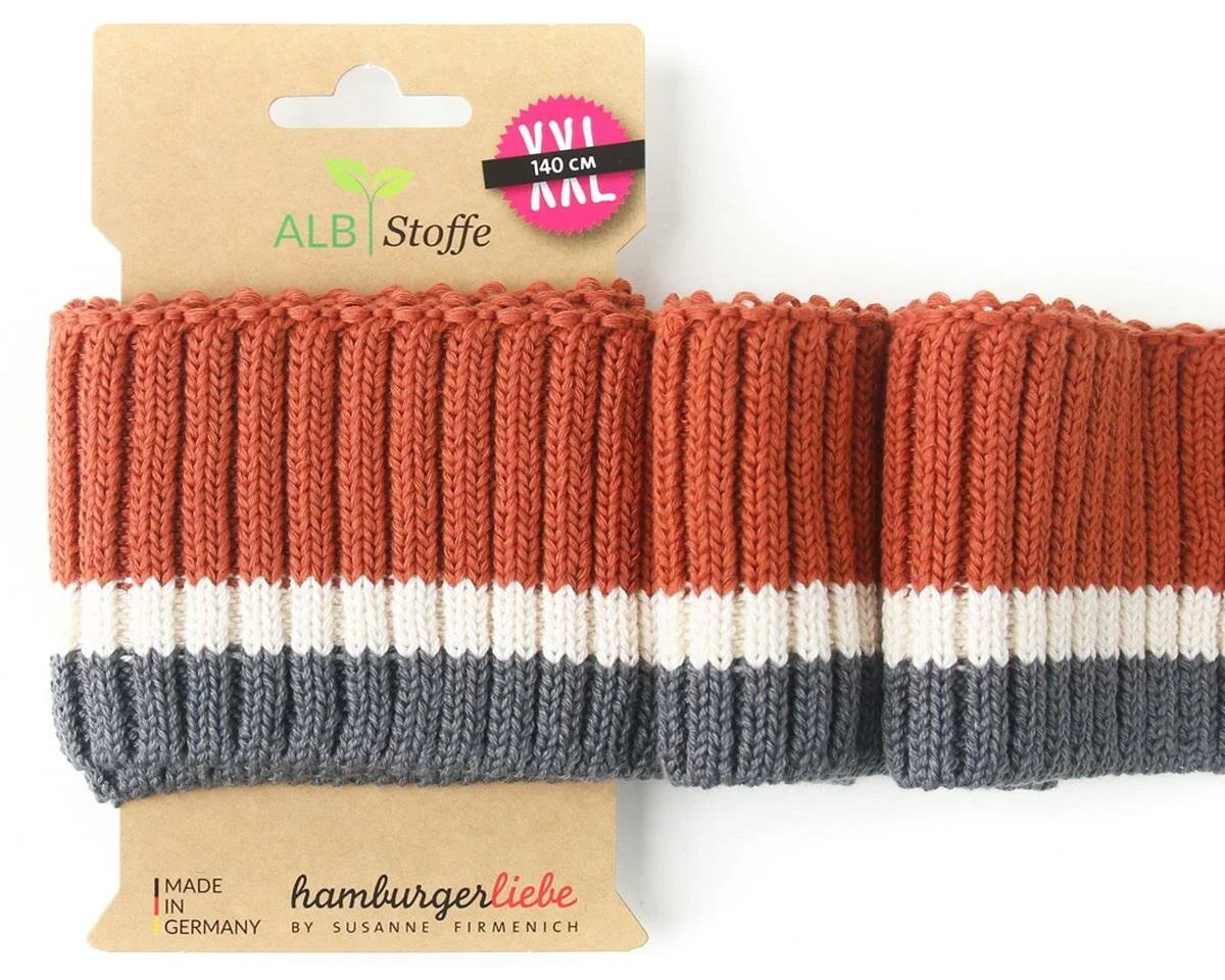 Bio-Bündchen CUFF ME COZY STRIPE, terracotta