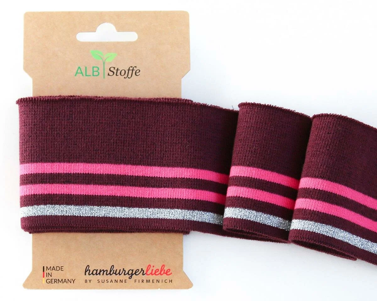 Bio-Bündchen CUFF ME GLAM, weinrot, Hamburger Liebe