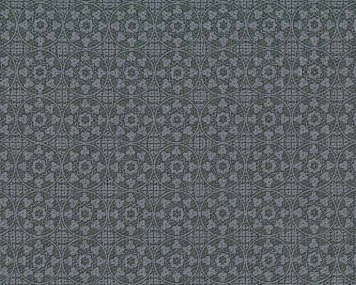 Bio-Patchworkstoff DAISY CIRCLE, Fliesen-Ornamente, olivgrau-steingrau, Jane Makower