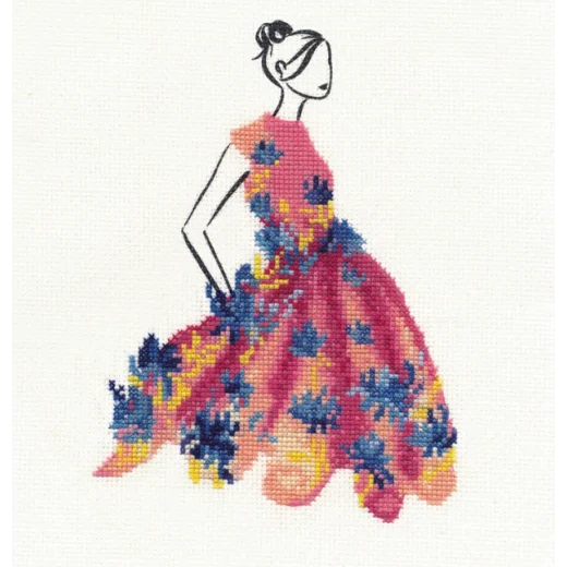 Dame im Partykleid - DMC (Stickpackung)