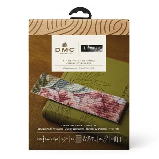 Redouté - Lesezeichen Pfingstrosen - DMC (Stickpackung)