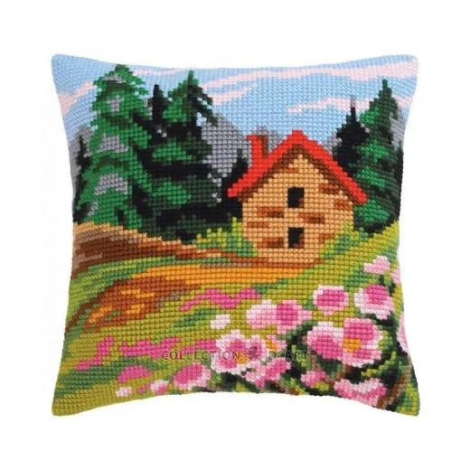 Collection d'Art - Kreuzstichkissen Cottage on the Edge
