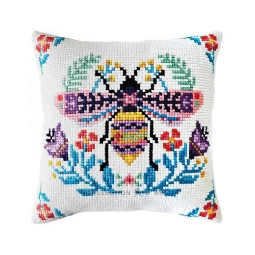 Collection d'Art - Kreuzstichkissen Flower Bee