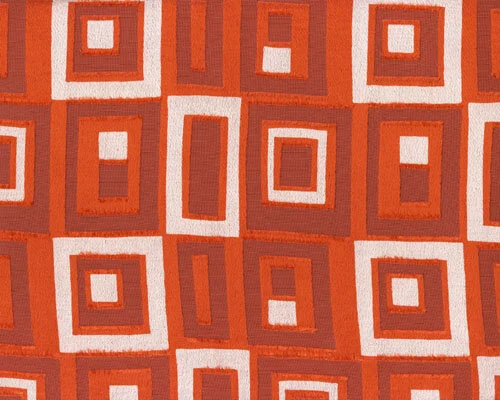 Chiffon mit aufgewebten Glanz-Retroquadraten, orange-weiß