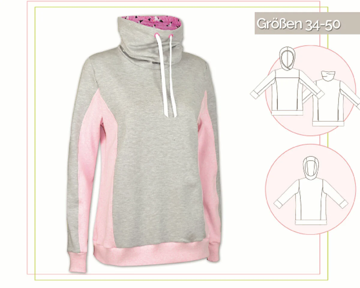 Damen-Schnittmuster Kapuzenshirt Hoodie, lillesol women No.25