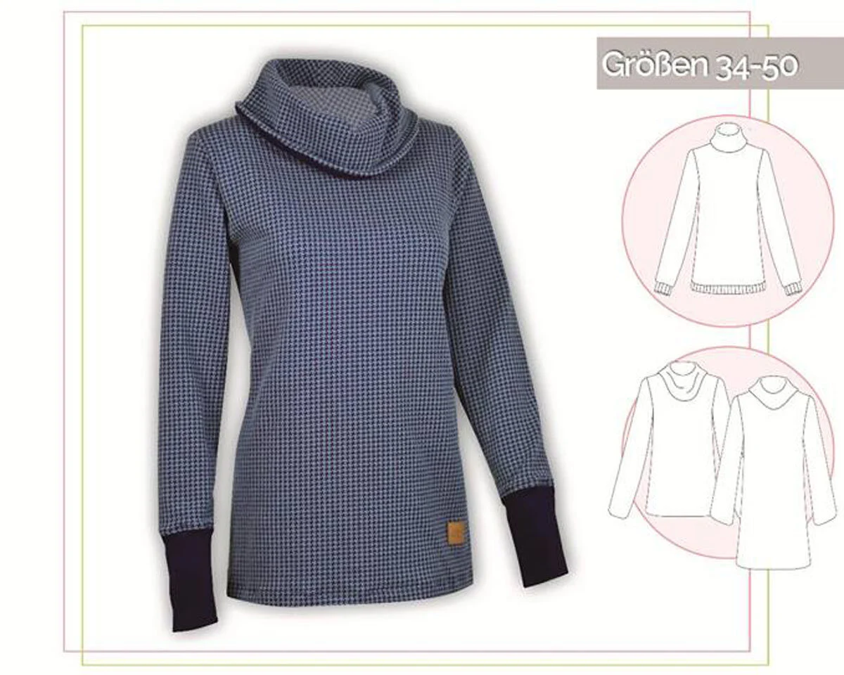 Damen-Schnittmuster Shirt mit Kuschelkragen, lillesol women No.32