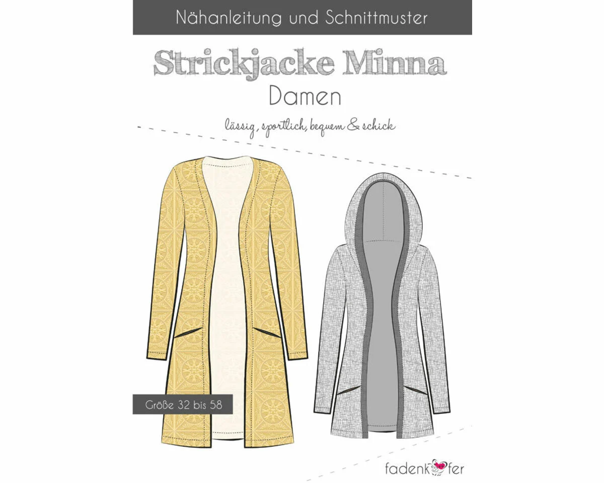 Damen-Schnittmuster Strickjacke MINNA, fadenkäfer