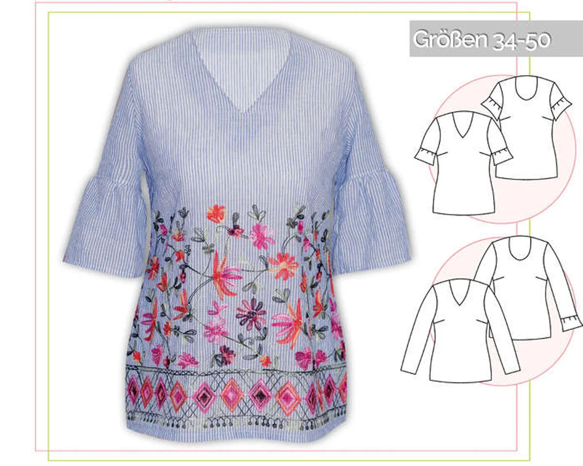 Damen-Schnittmuster Volant-Bluse, lillesol women No.35