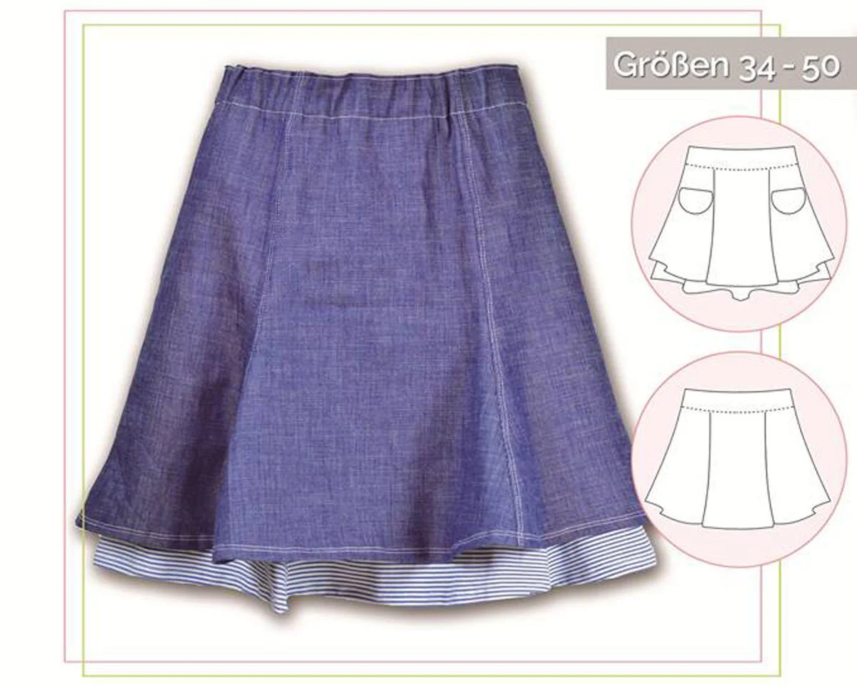 Damen-Schnittmuster Zwei-Lagen-Rock, lillesol women No.9