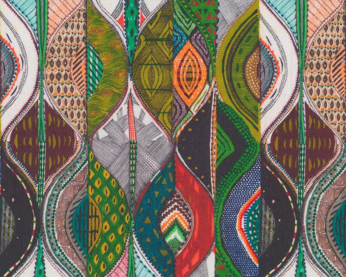 Deko-Baumwollstoff JIVARA, Blattoval-Ornamente