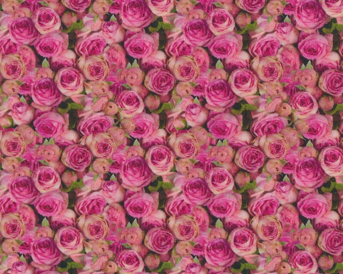 Deko-Baumwollstoff ROSEA, Rosen, pink