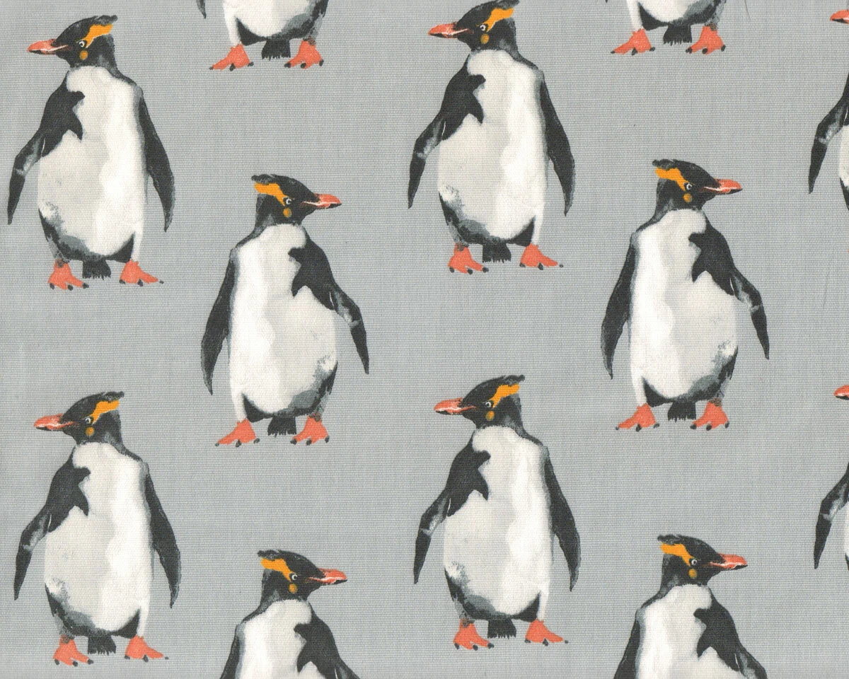 Dekostoff BEACHCOMBER, Pinguine, hellgrau, Clarke & Clarke