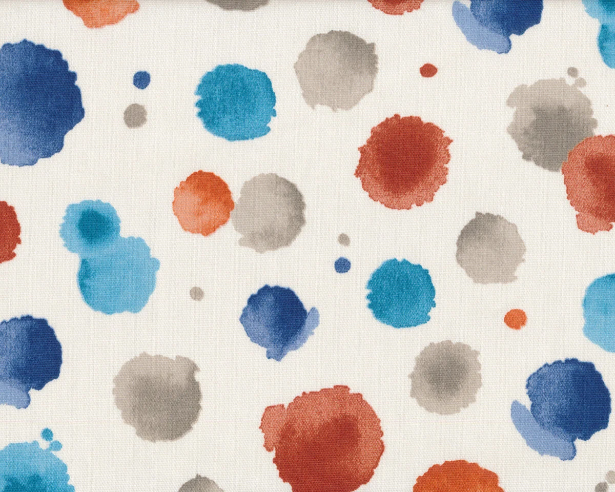 Dekostoff Clarke & Clarke BATIK, Aquarell-Kreise, wollweiß-terracotta