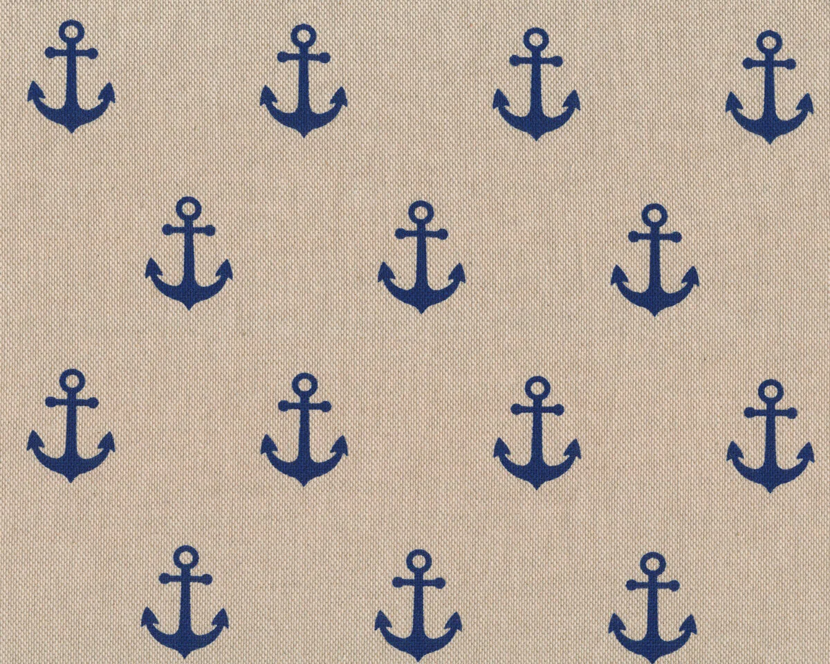 Dekostoff EMMA, Anker, natur-blau