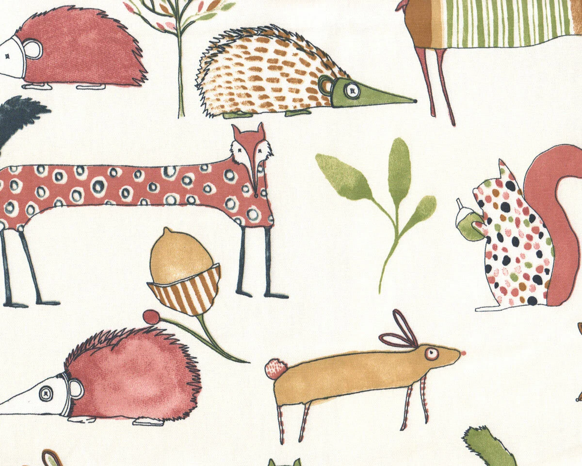 Dekostoff FRESH, Waldtiere, altrosa, Clarke & Clarke
