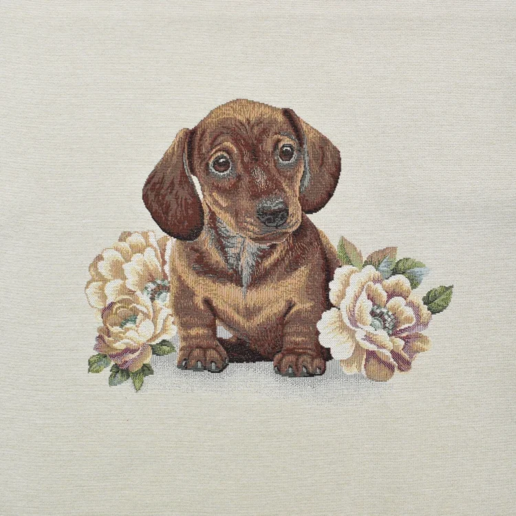 Dekostoff Gobelinstoff Panel Dackelwelpe, 46 x 46 cm