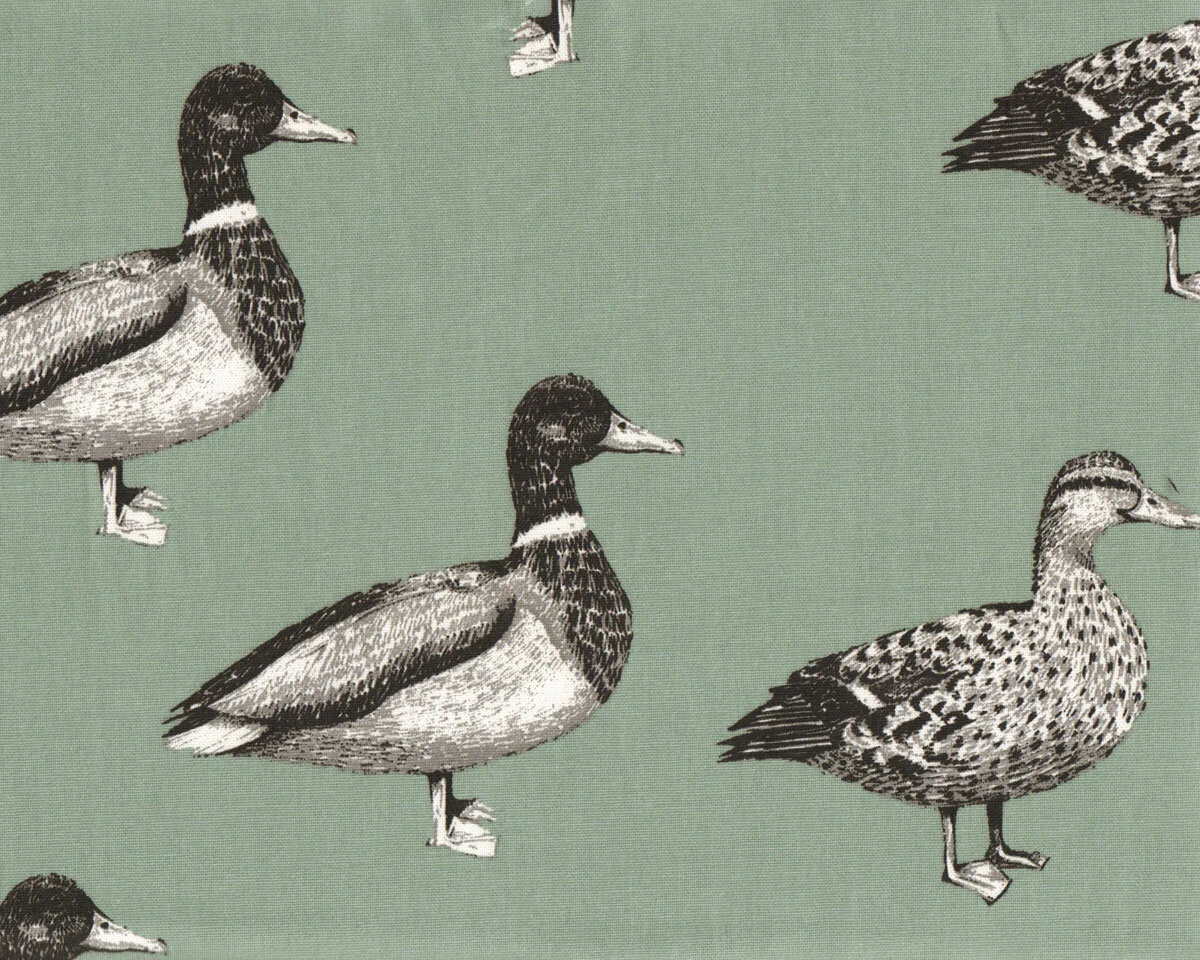 Dekostoff NATURE, Enten, türkisgrün, Clarke & Clarke
