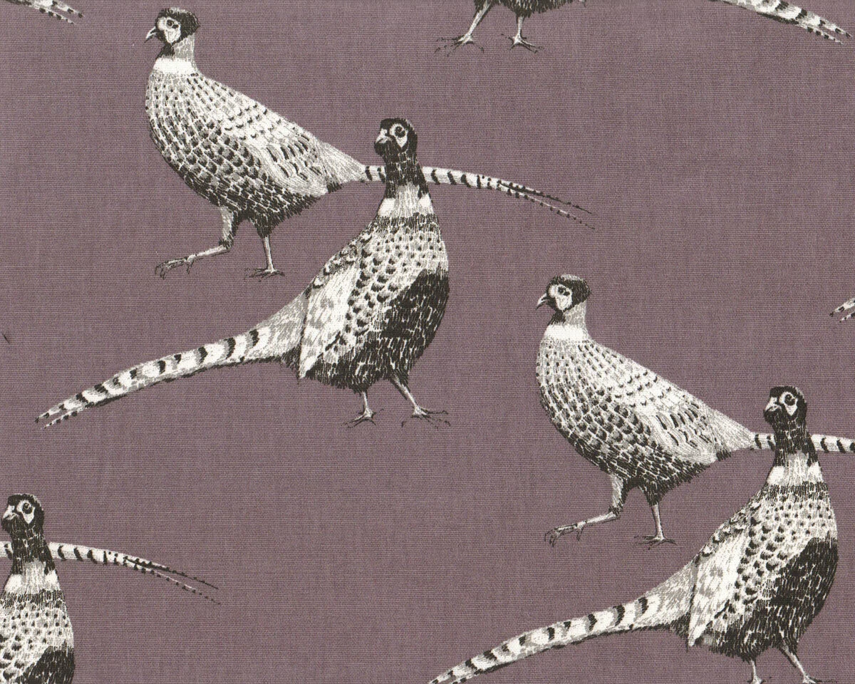 Dekostoff NATURE, Fasane, lilagrau, Clarke & Clarke