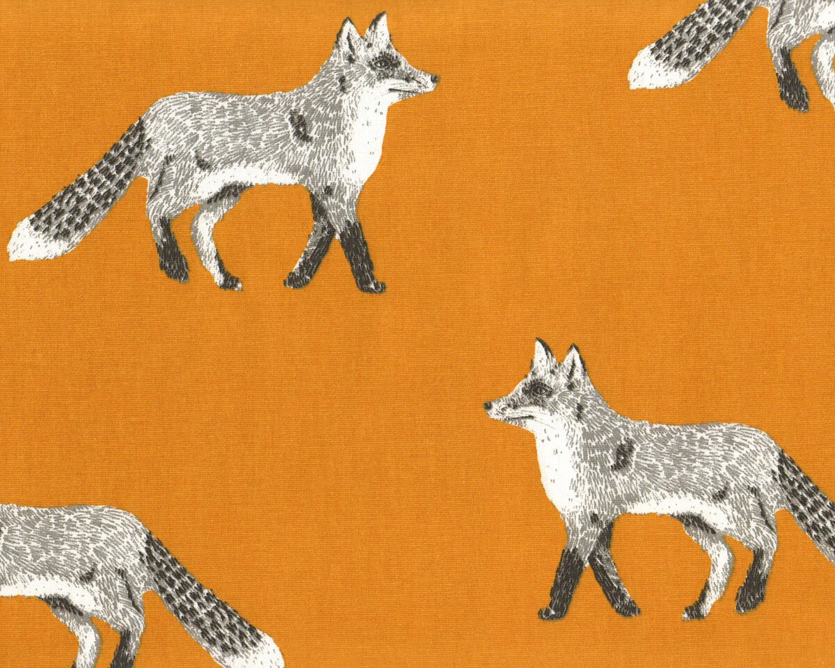 Dekostoff NATURE, Füchse, gedecktes orange, Clarke & Clarke