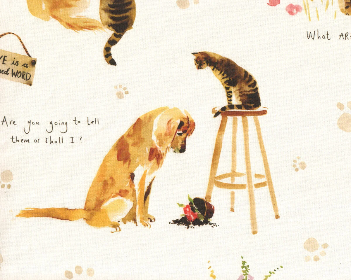 Dekostoff VILLAGE LIFE, Hund und Katze, Clarke & Clarke