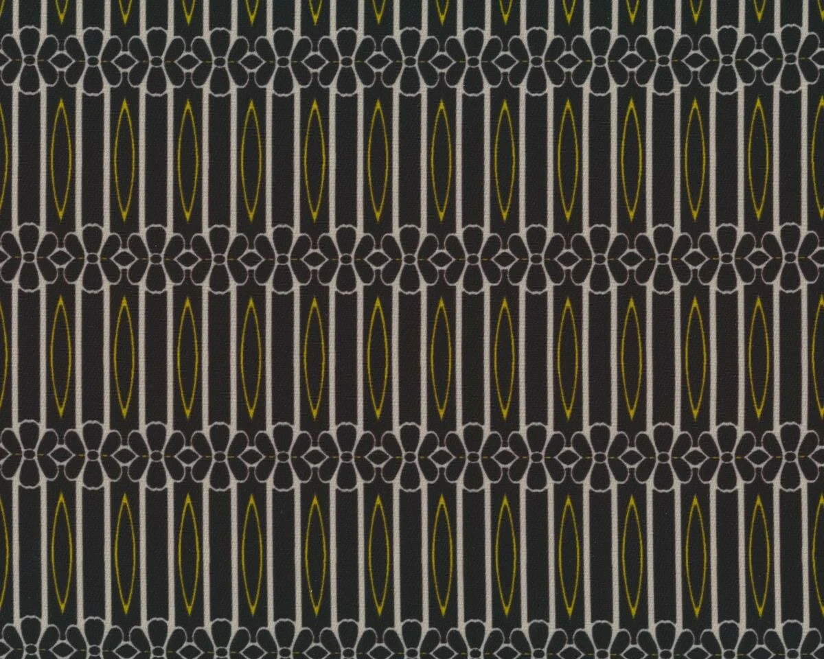 Designer-Microfaserstoff aus Italien MOLINA, Blüten-Streifen,schwarz-hellbeige