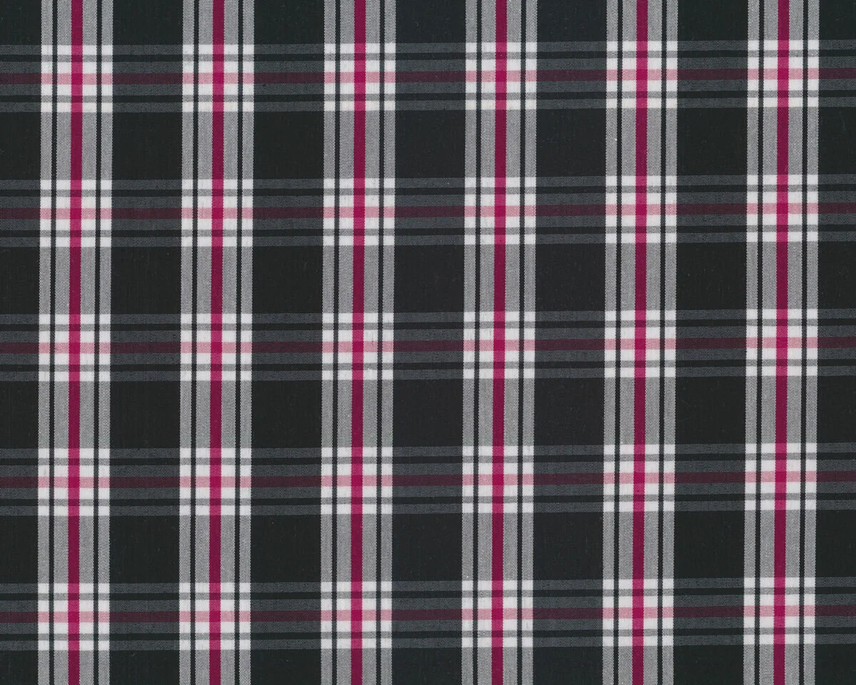 Designer Popeline ALVIS, Karomuster, schwarz-weiß-fuchsia