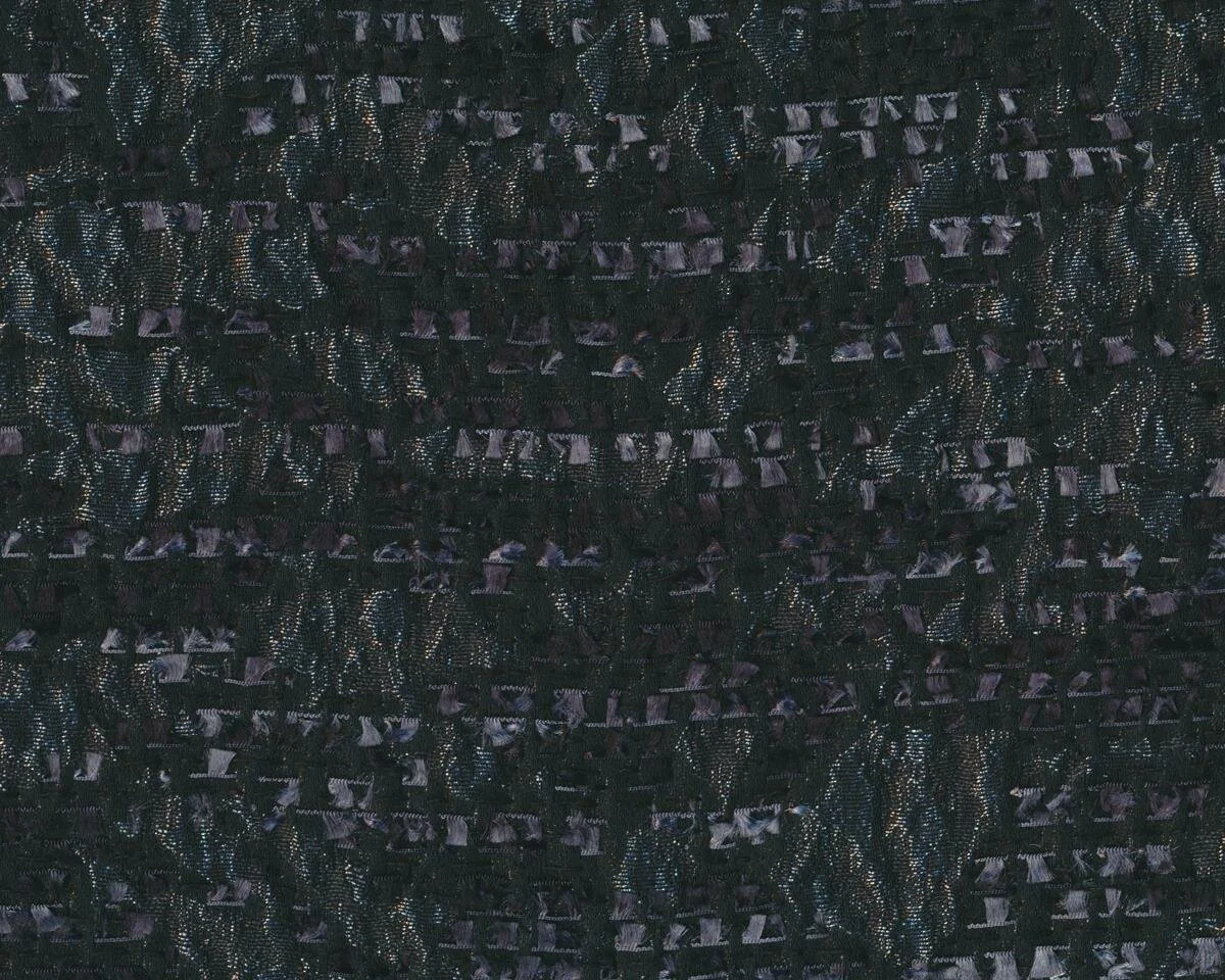 Edler Jacquard-Stoff GALA mit eingewebten Fransen-Bändchen, anthrazit-silbergrau