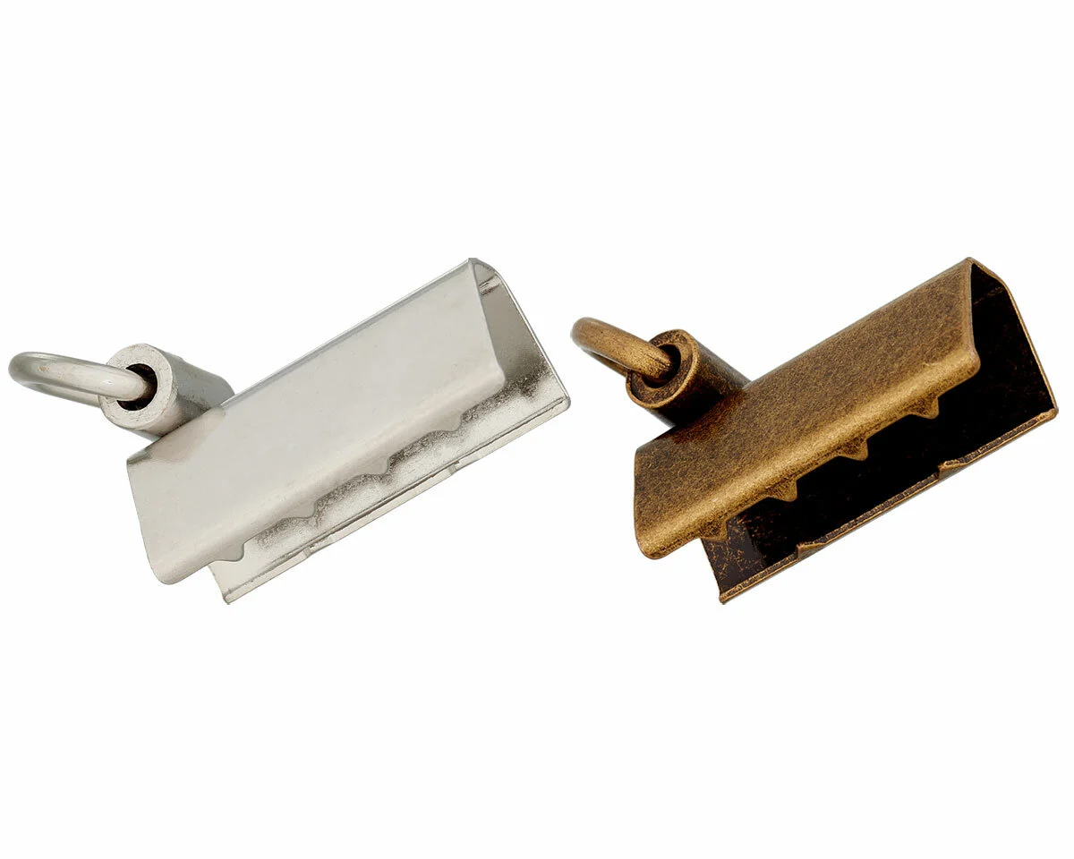 Endklammer mit Öse, silber oder altmessing, Union Knopf