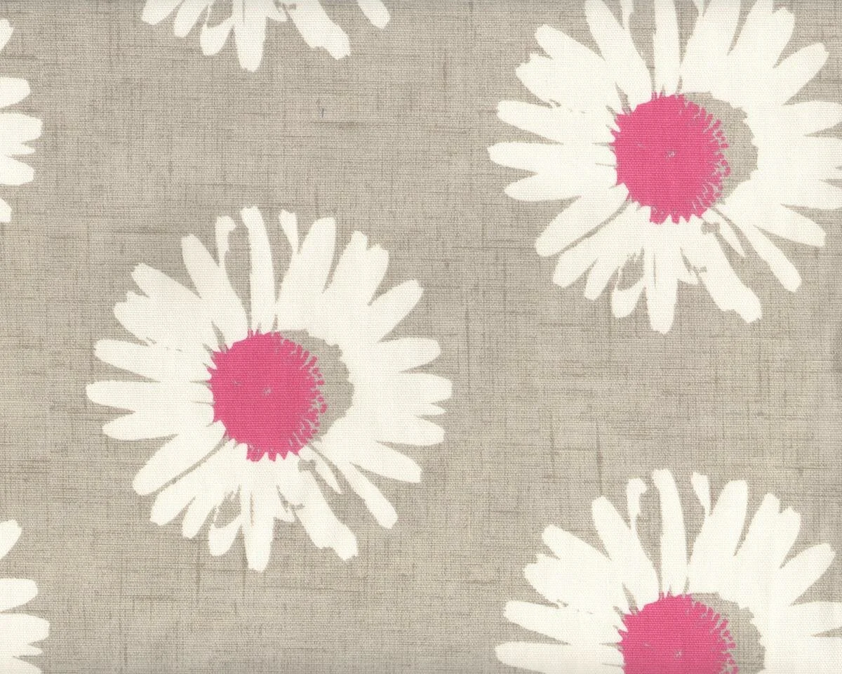 Englischer Dekostoff Clarke & Clarke LA VIE EN ROSE, Margeriten, fuchsia-natur dunkel