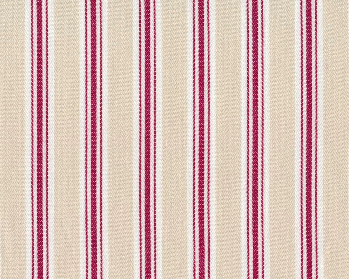 Englischer Fischgrat-Dekostoff Clarke & Clarke BAY STRIPE, Streifen-Design, helles beige-dunkelrot