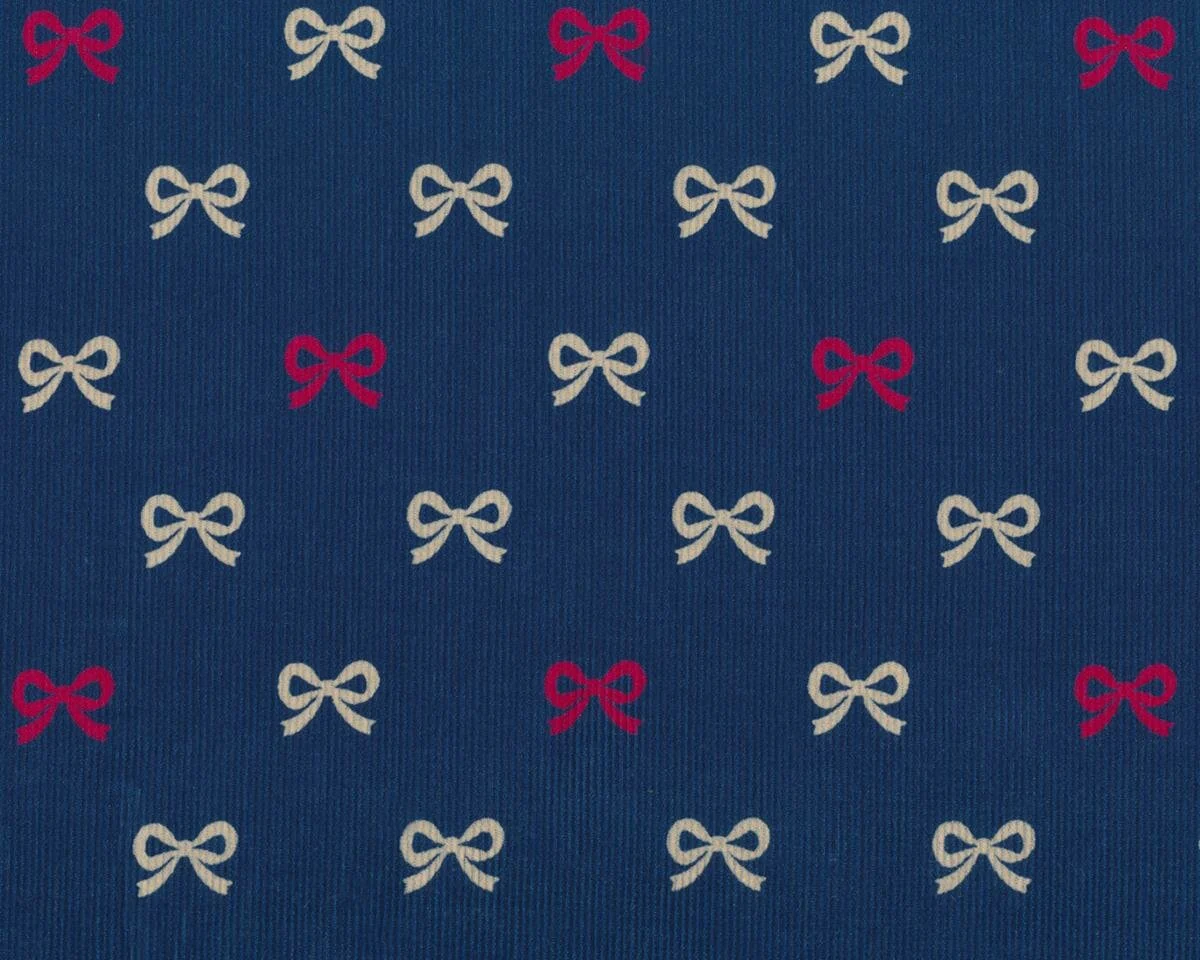 Feincord TRUDY BOW, Schleifen, gedecktes blau-fuchsia
