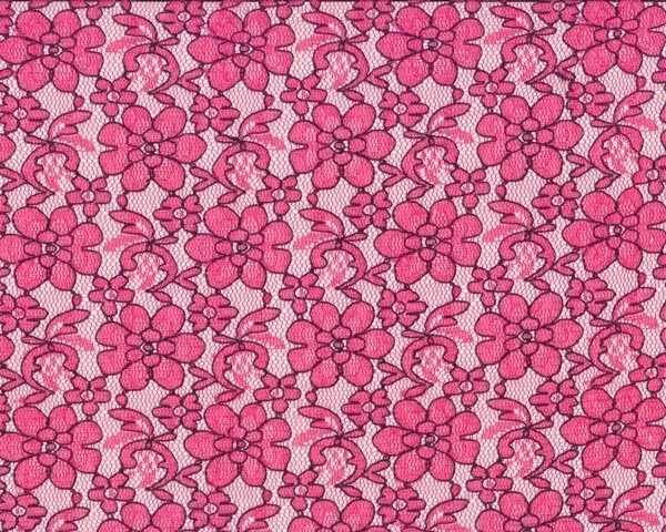 Feine Tüllspitze CARMEN mit umrahmten Blüten, pink