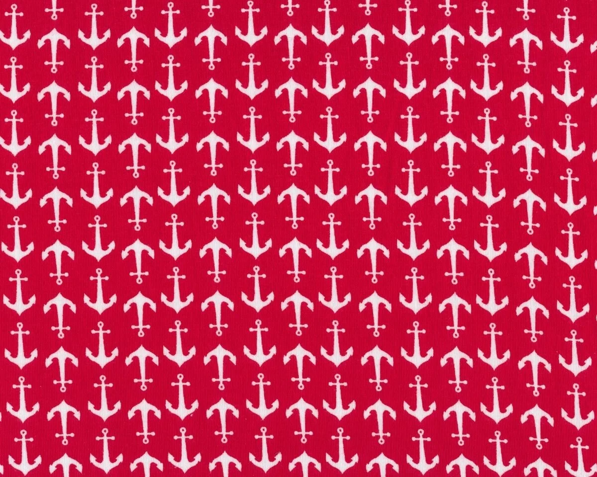 Feiner Baumwolljersey HOLIDAY BANNERS, Anker, rot-weiß