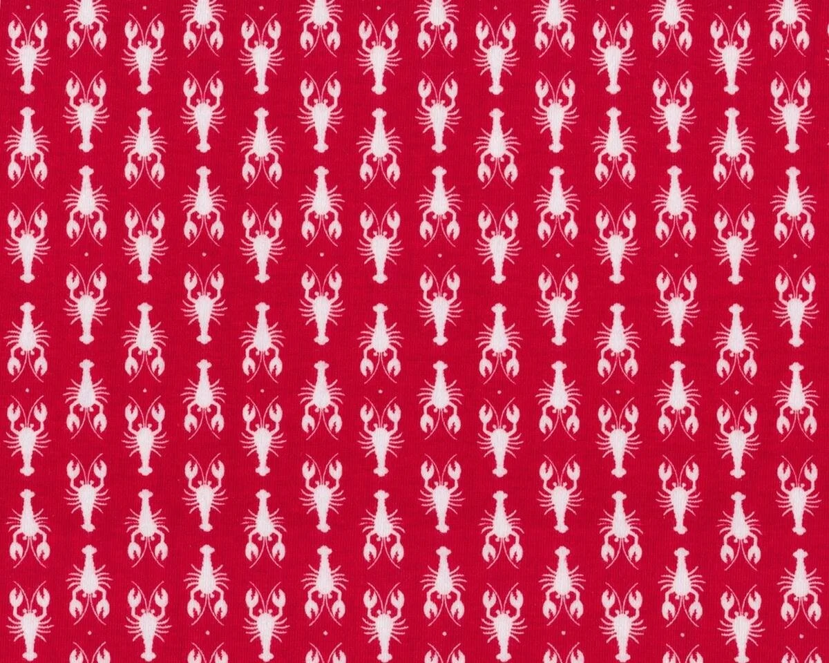 Feiner Baumwolljersey LOBSTER KNITS, Hummer, rot-weiß