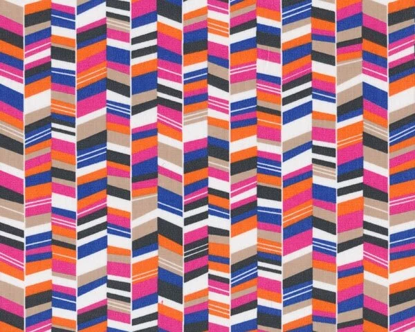 Feiner Baumwollstoff, Popeline FLY TO THE SKY, Fischgrat-Illusion, blau-pink