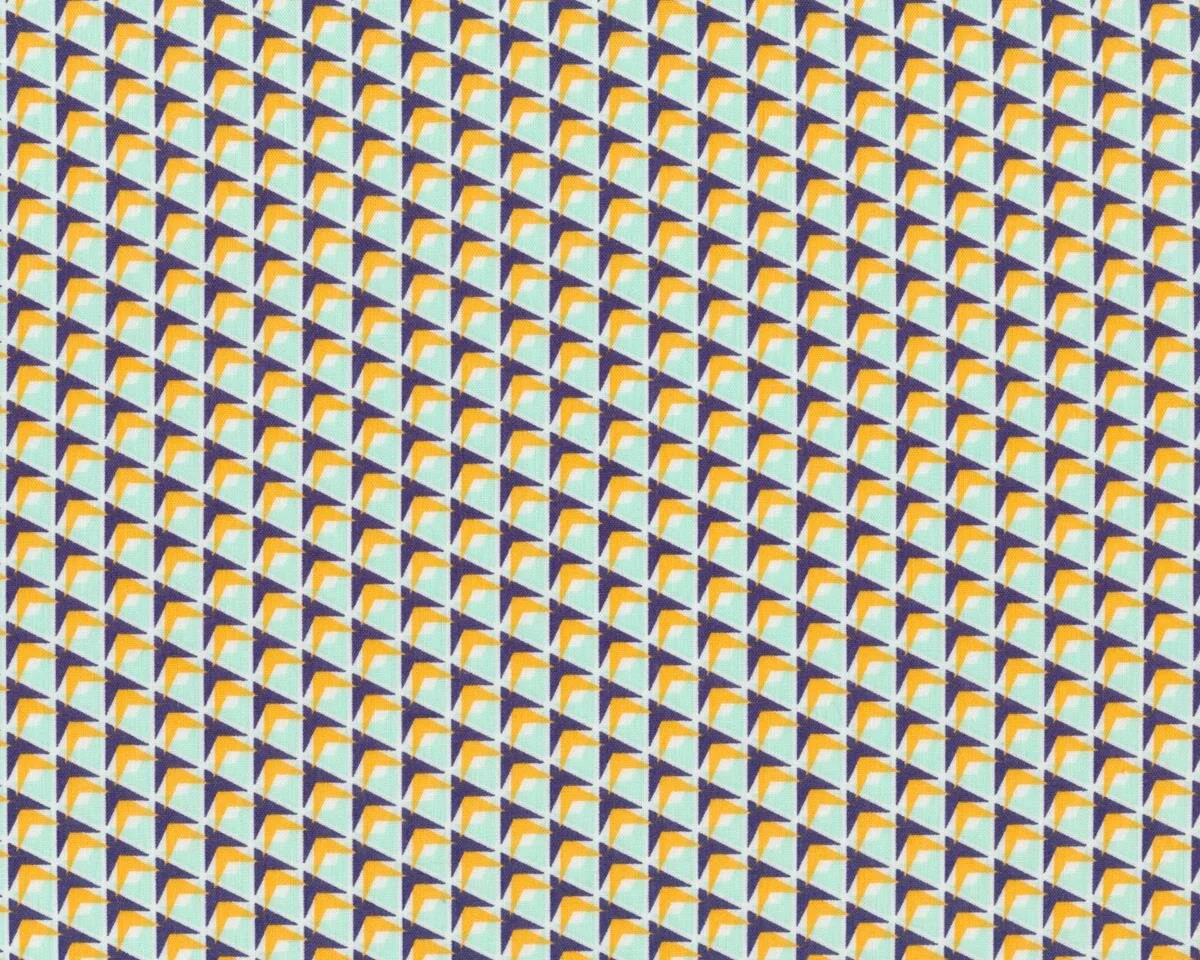 Feiner Baumwollstoff PRISM PINE, Pfeilspitzen, marineblau-pastellorange