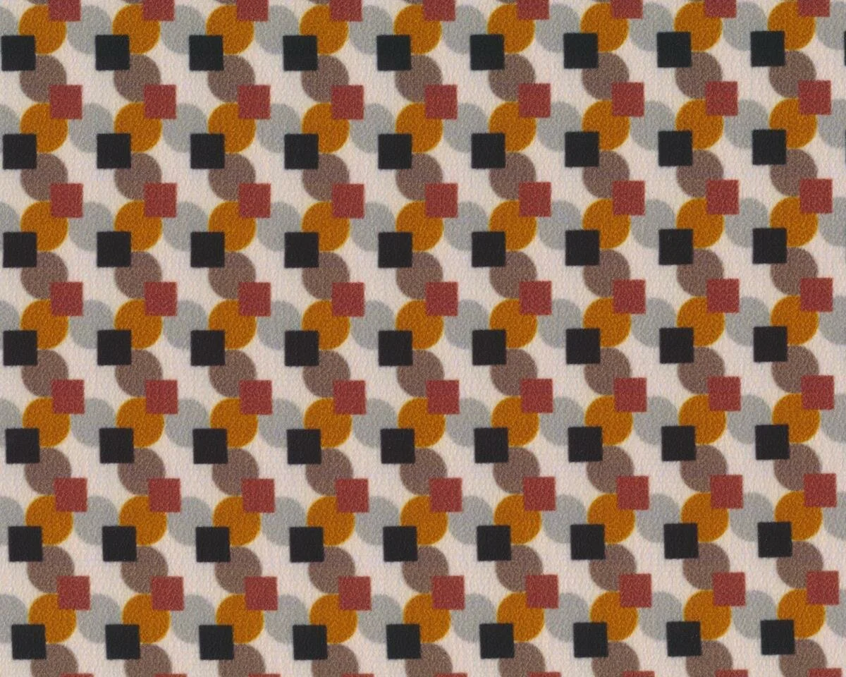Feiner italienischer Krepp-Chiffon RADA, Retro-Muster, hellbraun-schwarz