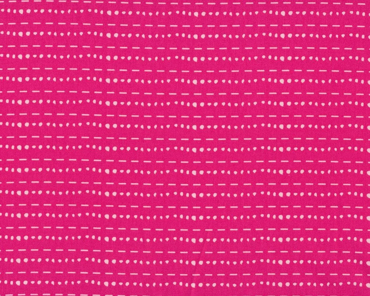 Feiner Popeline-Patchworkstoff CHERIE, Strichel- und Punktelinien, kräftiges pink