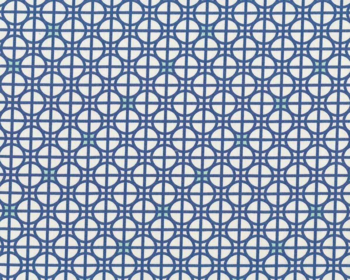 Feiner Popeline-Patchworkstoff DRIFT, Kreise-Karo, gedecktes blau-gebrochenes weiß
