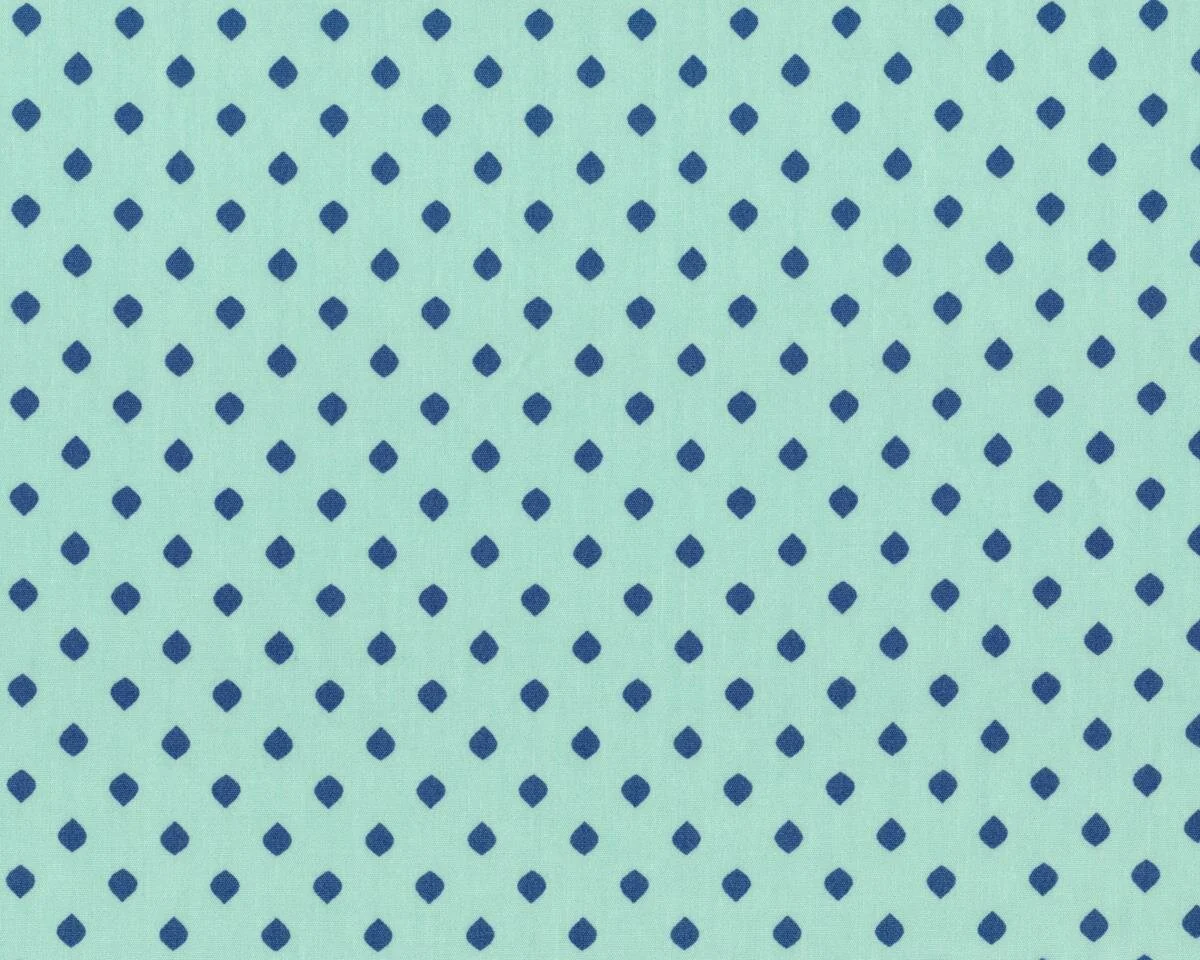 Feiner Popeline-Patchworkstoff DRIFT, regelmäßige Blatt-Rauten, gedecktes blau-mint
