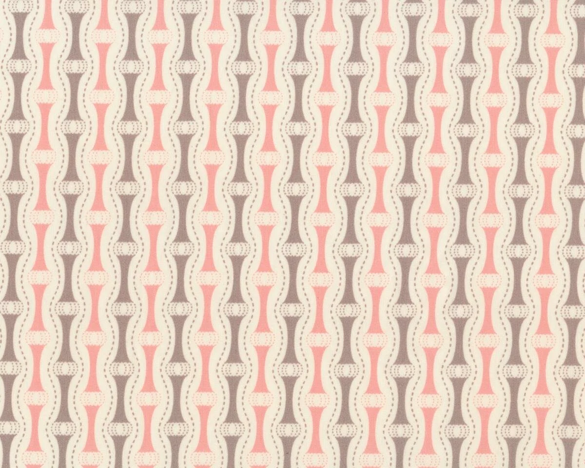 Feiner Popeline-Patchworkstoff DRIFT, Wellen-Ornament-Streifen, altrosa-helles schlammbraun