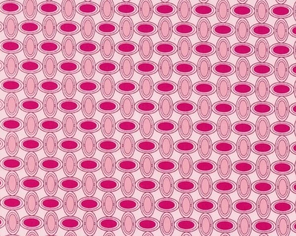 Feiner Popeline-Patchworkstoff "Floressence" mit Gitter-Muster aus Ovalen, fuchsia-hellrosa
