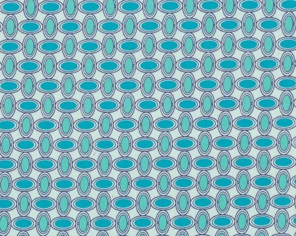 Feiner Popeline-Patchworkstoff "Floressence" mit Gitter-Muster aus Ovalen, helles petrol-türkis